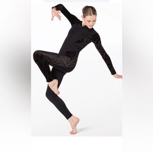 Weissman Modern Animal dance costume jumpsuit zip front black Small